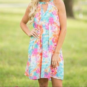 Pink Lily Take the Scenic Route Tie Dye Dress